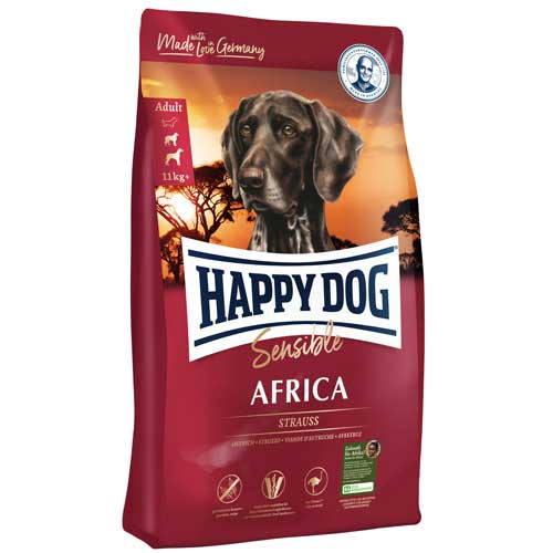 【ケース単位取寄】【メーカー欠品:入荷未定】HAPPYDOGスプリームセンシブルアフリカダチョウ1kg×4個入りケース