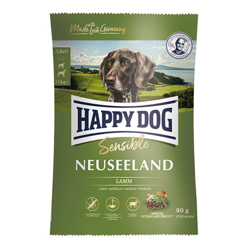 【ケース単位取寄】HAPPYDOGスプリームセンシブルNZLラム&ライス80g×10個入りケース