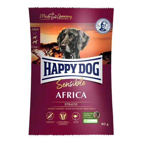 【ケース単位取寄】【メーカー欠品:入荷未定】HAPPYDOGスプリームセンシブルアフリカダチョウ80g×10個入りケース