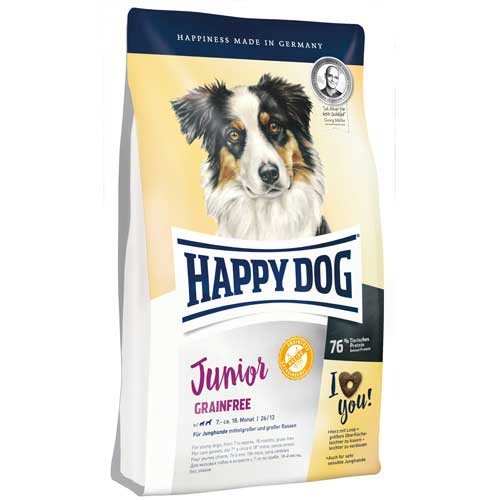 【ケース単位取寄】HAPPYDOGスプリームジュニア　グレインフリー　1kg×4個入りケース