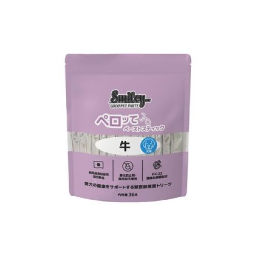 【ケース単位取寄】Smiley(スマイリー)犬用ペロッて　牛　36本×12個入りケース
