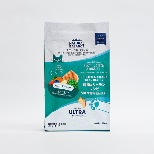 【ケース単位取寄】ナチュラルバランスオリジナルウルトラ成猫鶏肉&amp;サーモンインドア800g×12個入りケース