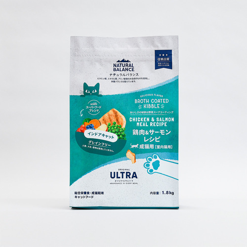 【ケース単位取寄】ナチュラルバランスオリジナルウルトラ成猫鶏肉&amp;サーモンインドア1.8kg×6個入りケース