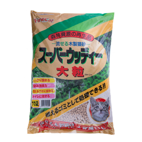 【ケース単位取寄】ファインキャット　スーパーウッディー大粒　11L×4個入りケース