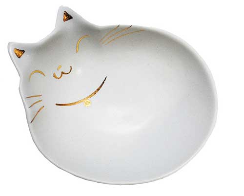 瀬戸焼猫用食器　猫の耳　深皿　白