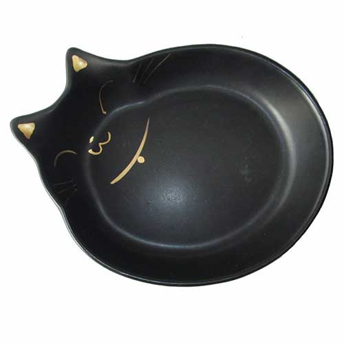 瀬戸焼猫用食器　猫の耳　黒