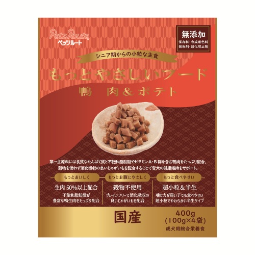 【ケース単位取寄】もっとやさしいフード鴨肉&ポテト　400g×6個入りケース