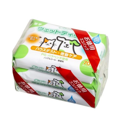 クリーンワン　ウェットティッシュ　花粉ケア　70枚×3個パック