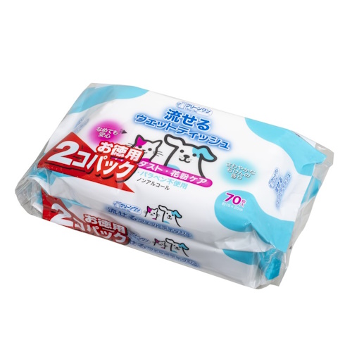 クリーンワン　流せるウェットティッシュ　花粉ケア　70枚×2個パック
