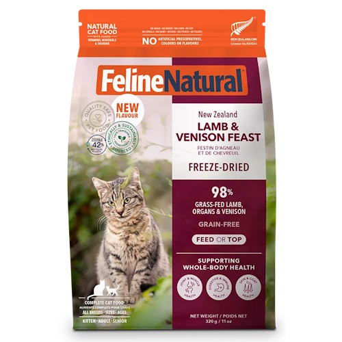 【ケース単位取寄】フィーライン　ナチュラル　フリーズドライ　ラム&amp;ベニソン　320g×20個入りケース