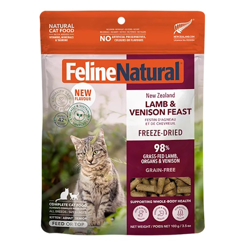 【ケース単位取寄】フィーライン　ナチュラル　フリーズドライ　ラム&amp;ベニソン　100g×20個入りケース