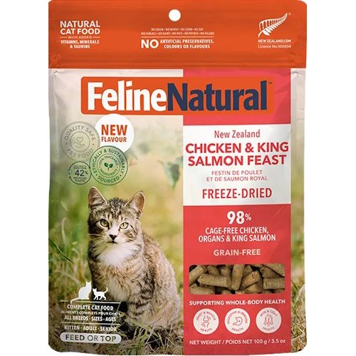 【ケース単位取寄】フィーライン　ナチュラル　フリーズドライ　チキン&amp;キングサーモン100g×20個入りケース