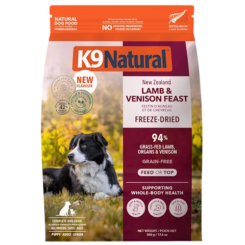 【ケース単位取寄】K9　ナチュラル　フリーズドライ　ラム&amp;ベニソン　500g×20個入りケース